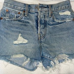 Levi’s distressed high waisted shorts